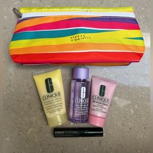 NWT Clinique bag w/ 4 new travel sized products: mascara, cleanser, lotion etc🌸